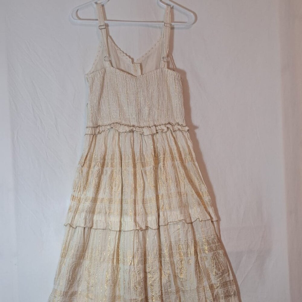 Anthropologie Cream and Gold Maxi Dress - Picture 2 of 16